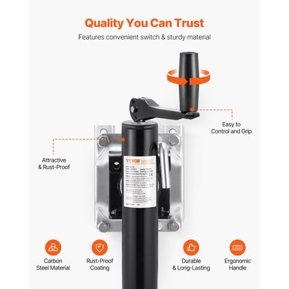 R20TSW-B Heavy-Duty Trailer Jack with 2000 lbs Capacity & 10" Travel