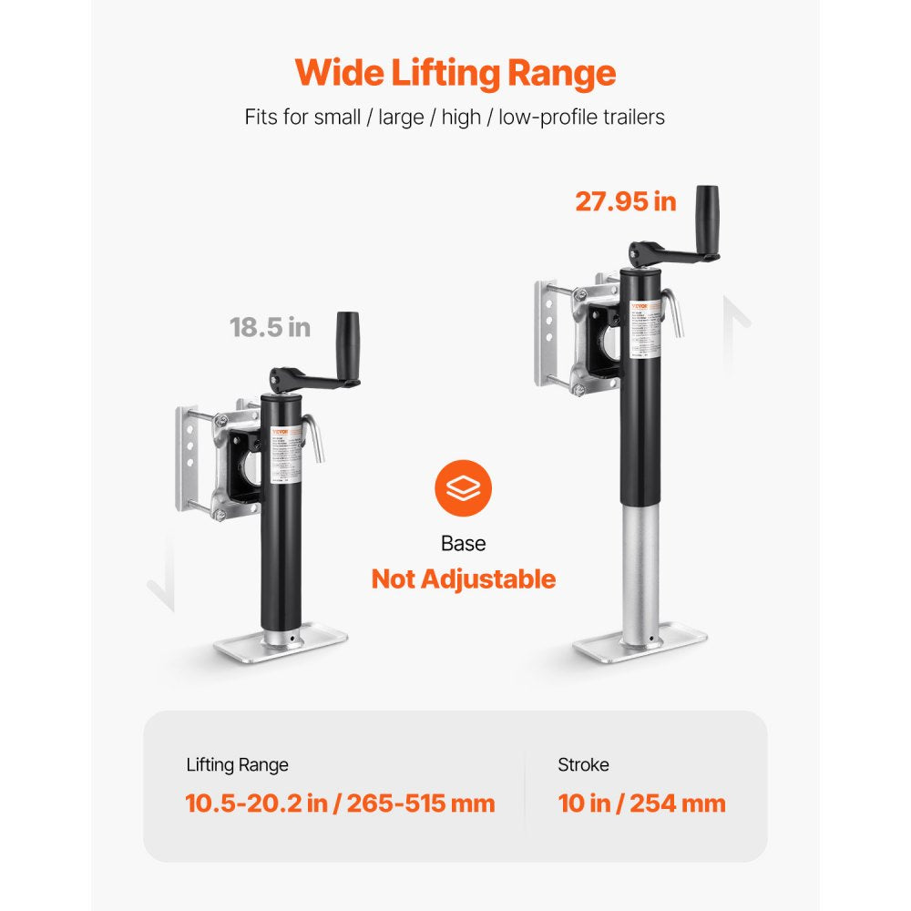 R20TSW-B Heavy-Duty Trailer Jack with 2000 lbs Capacity & 10" Travel