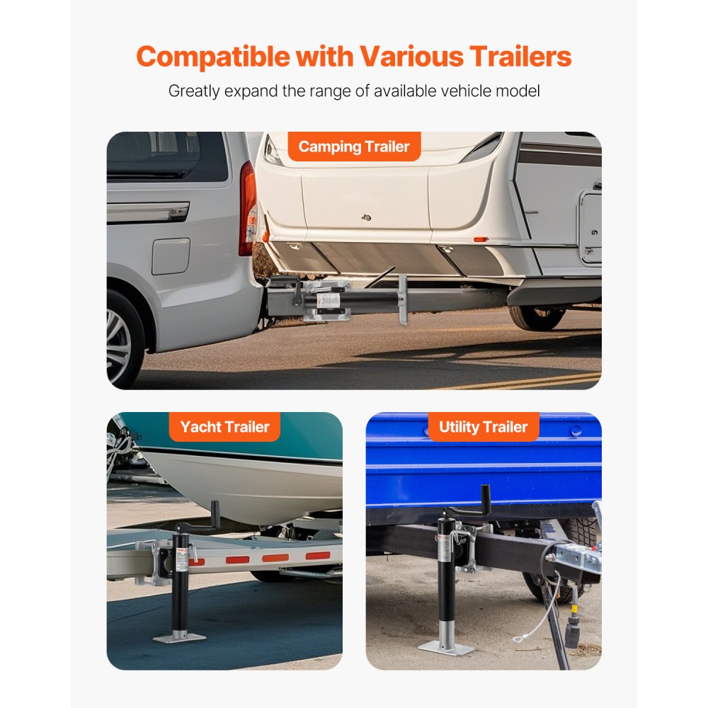 R20TSW-B Heavy-Duty Trailer Jack with 2000 lbs Capacity & 10" Travel