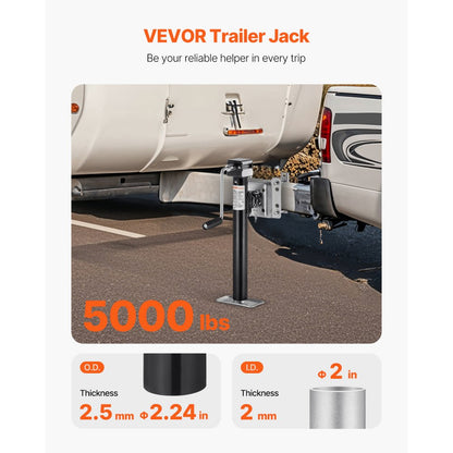 TJBP5002SB-HEX - Heavy-Duty Carbon Steel Trailer Jack with 14.3" Lift