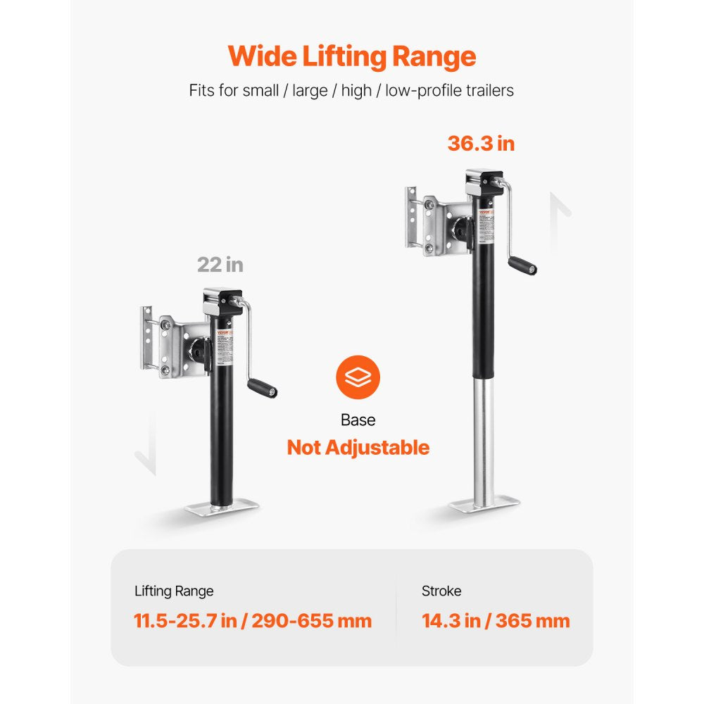 TJBP5002SB-HEX - Heavy-Duty Carbon Steel Trailer Jack with 14.3" Lift