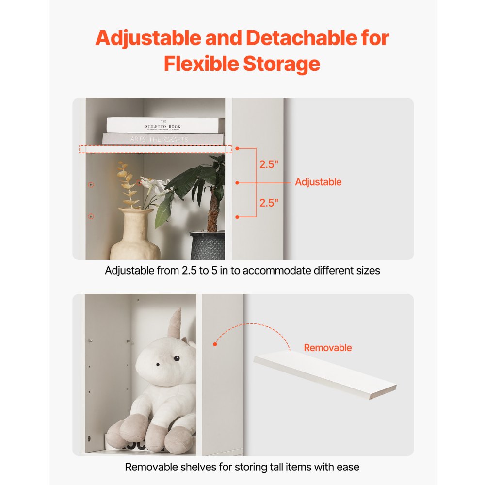 GS8-Z - 8-Tier Adjustable Bookcase, 0.6in Thick Shelves, Stylish & Sturdy