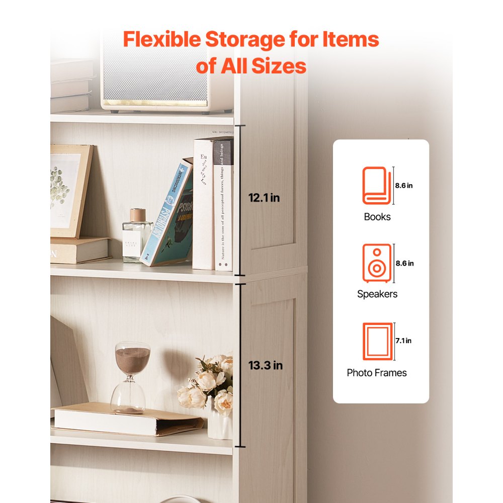 GS5-K - 5-Tier 68.3" Corner Bookshelf for Stylish Storage