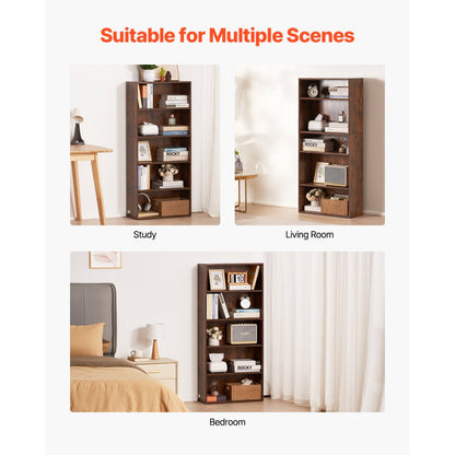 GS5-Z - 5-Tier Adjustable Bookshelf for Space Optimization, 23.5 x 9.3 x 53 in