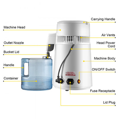 YMK40101 - 1.3L Stainless Steel Water Distiller for Home & Office Use