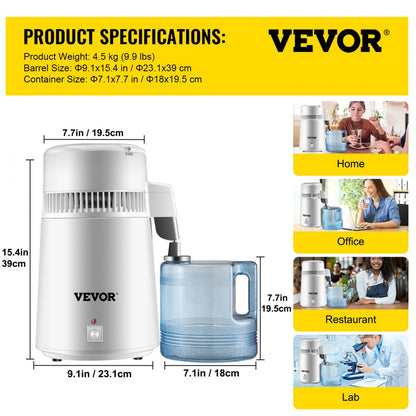 YMK40101 - 1.3L Stainless Steel Water Distiller for Home & Office Use