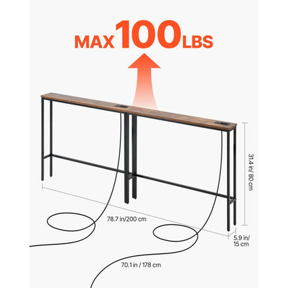 YJXXGZ-002 - 78.7" Wide Console Table with Outlets & Adjustable Feet