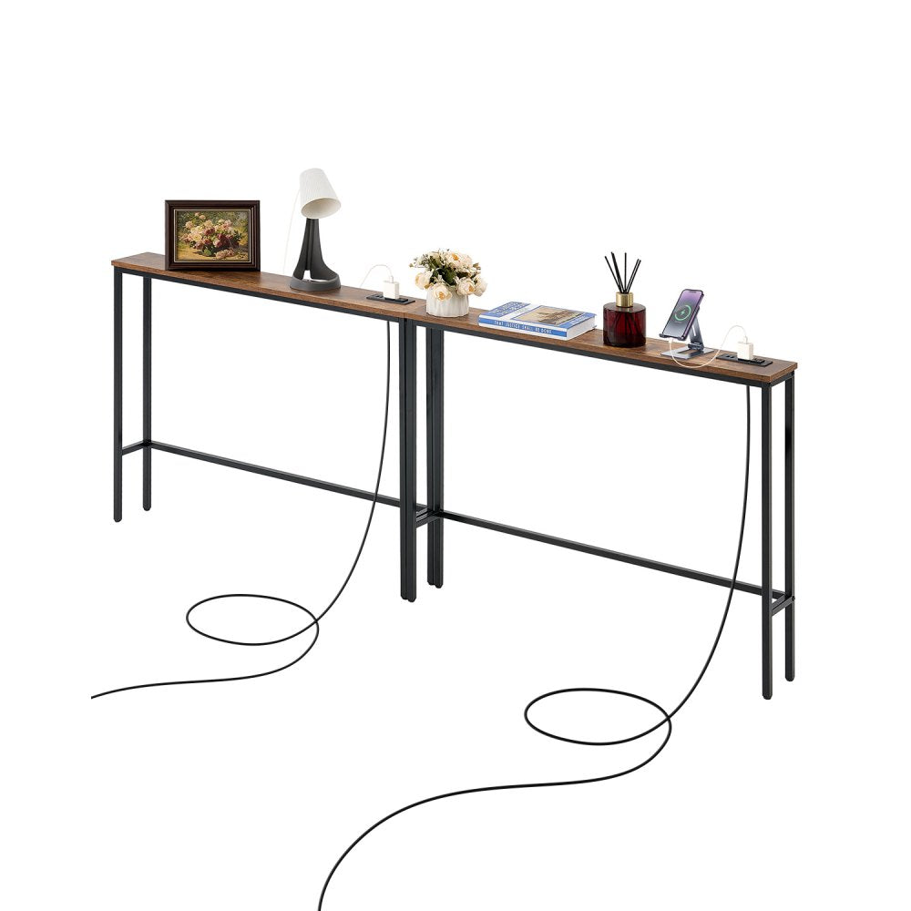 YJXXGZ-002 - 78.7" Wide Console Table with Outlets & Adjustable Feet