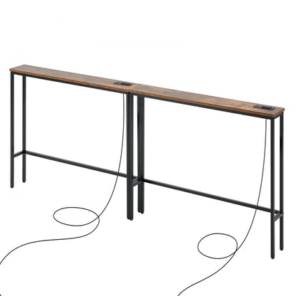 YJXXGZ-002 - 78.7" Wide Console Table with Outlets & Adjustable Feet