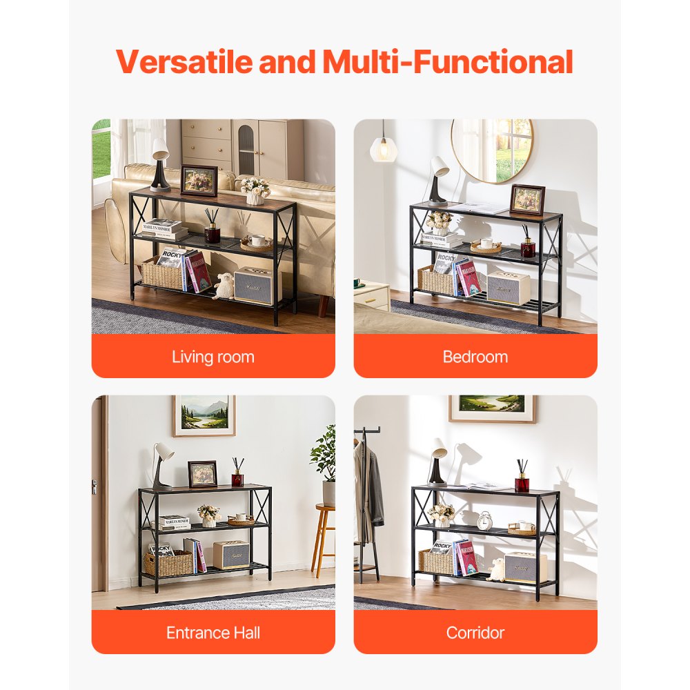 YJXXGZ-006 - 41.7" Narrow Console Table with Metal Frame & Vintage Style