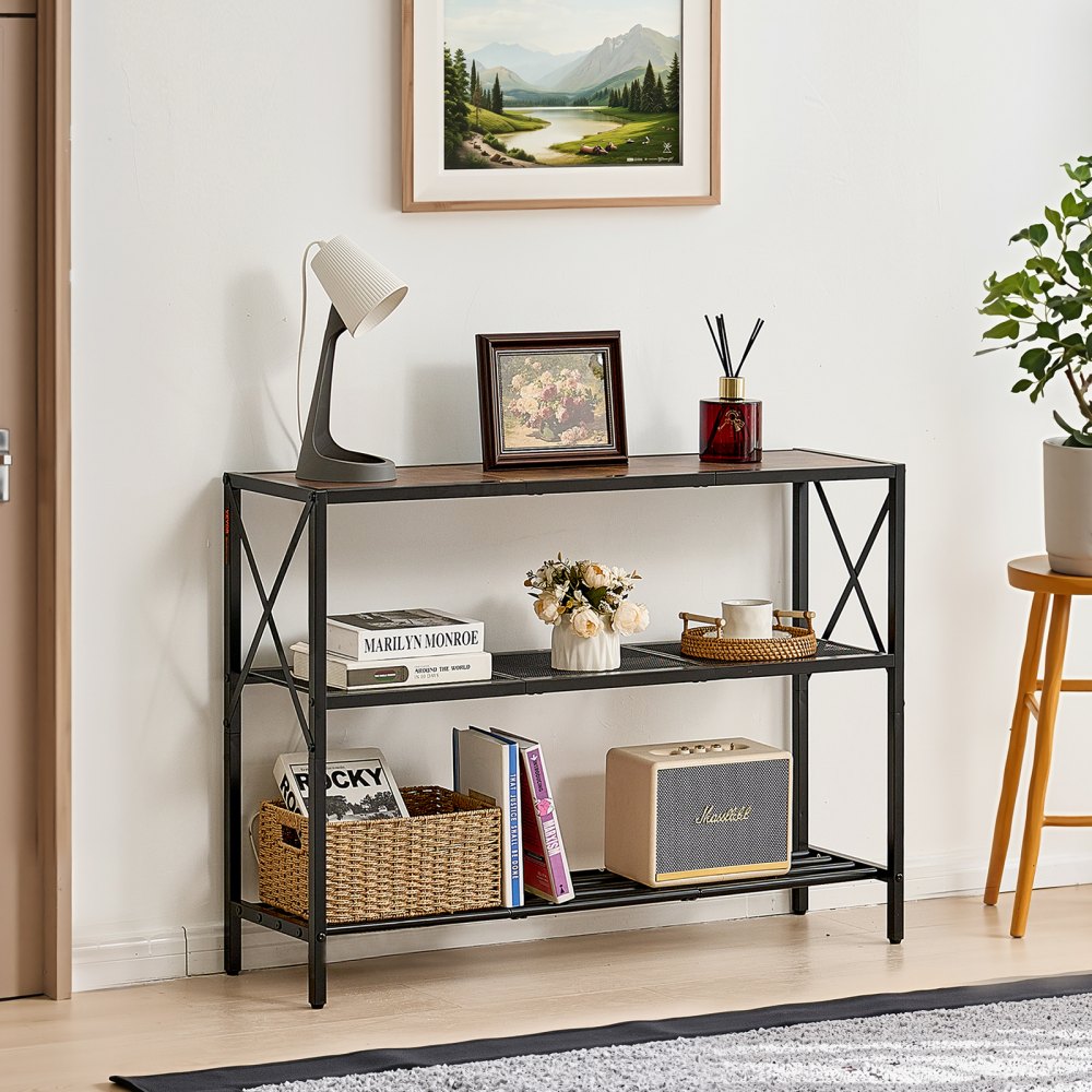 YJXXGZ-006 - 41.7" Narrow Console Table with Metal Frame & Vintage Style