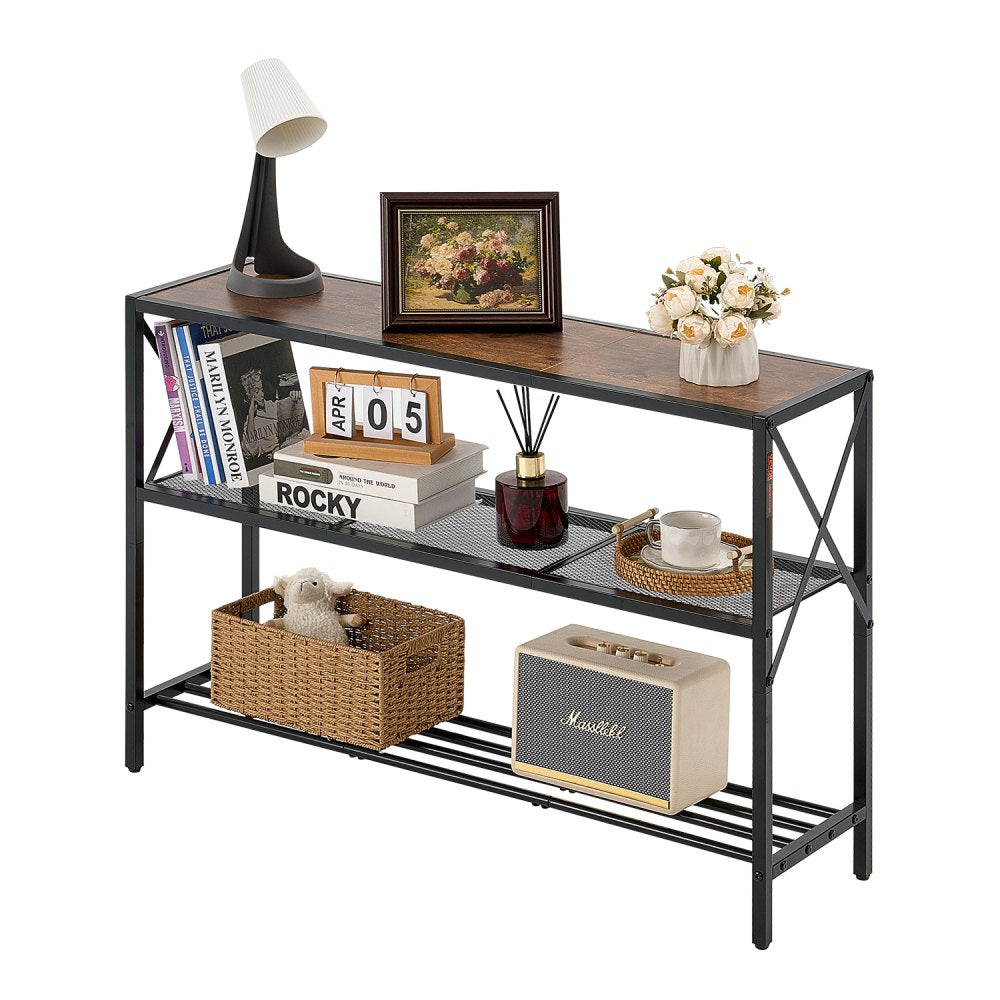 YJXXGZ-006 - 41.7" Narrow Console Table with Metal Frame & Vintage Style