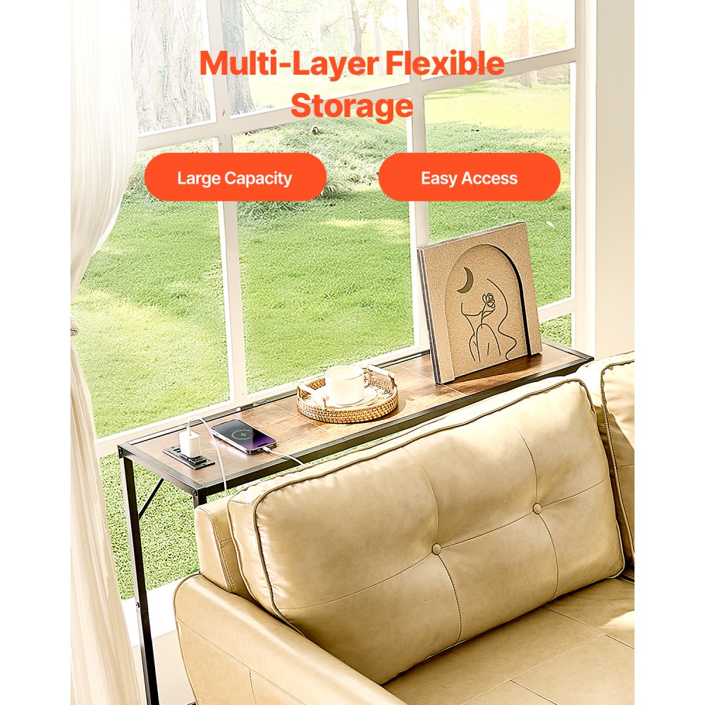 YJXXGZ-007 - 41.7" Narrow Console Table with Charging Station and Adjustable Feet