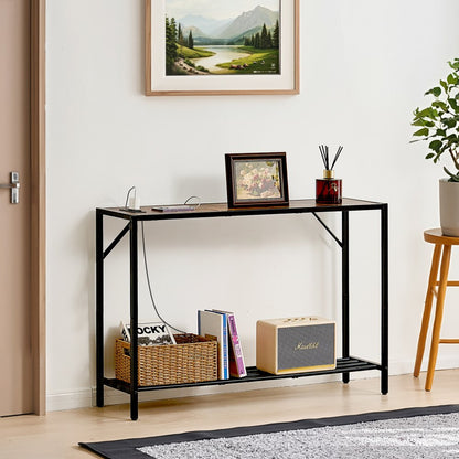 YJXXGZ-007 - 41.7" Narrow Console Table with Charging Station and Adjustable Feet