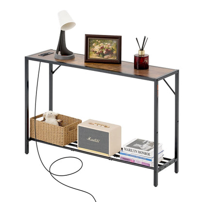 YJXXGZ-007 - 41.7" Narrow Console Table with Charging Station and Adjustable Feet