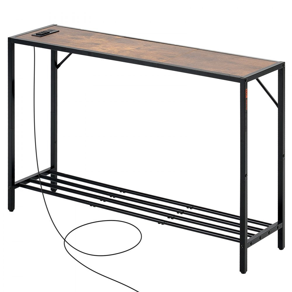 YJXXGZ-007 - 41.7" Narrow Console Table with Charging Station and Adjustable Feet