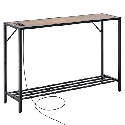 YJXXGZ-007 - 41.7" Narrow Console Table with Charging Station and Adjustable Feet