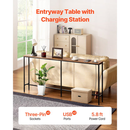 YJXXGZ-001 - 70.9" VEVOR Narrow Console Table with USB Ports