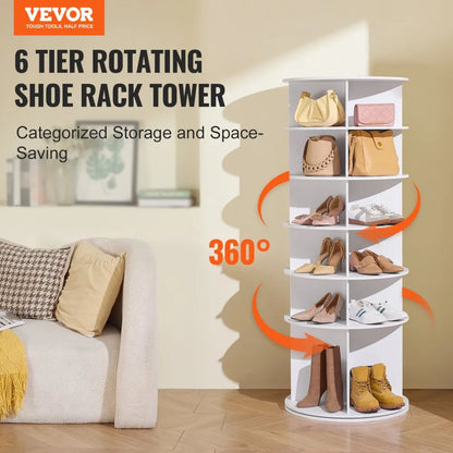 OY-XZXJ-02 - 6-Tier Rotating Shoe Rack with 360° Access and Sturdy Shelves