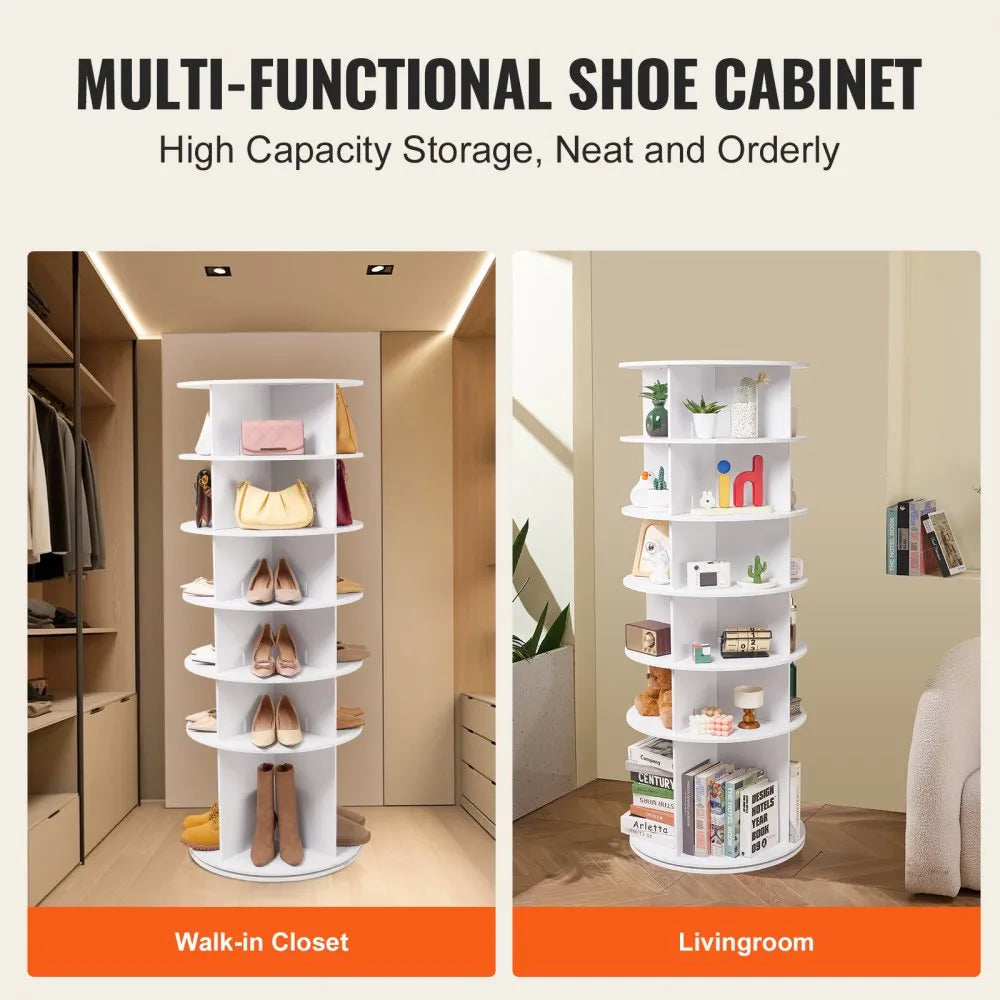 OY-XZXJ-02 - 6-Tier Rotating Shoe Rack with 360° Access and Sturdy Shelves
