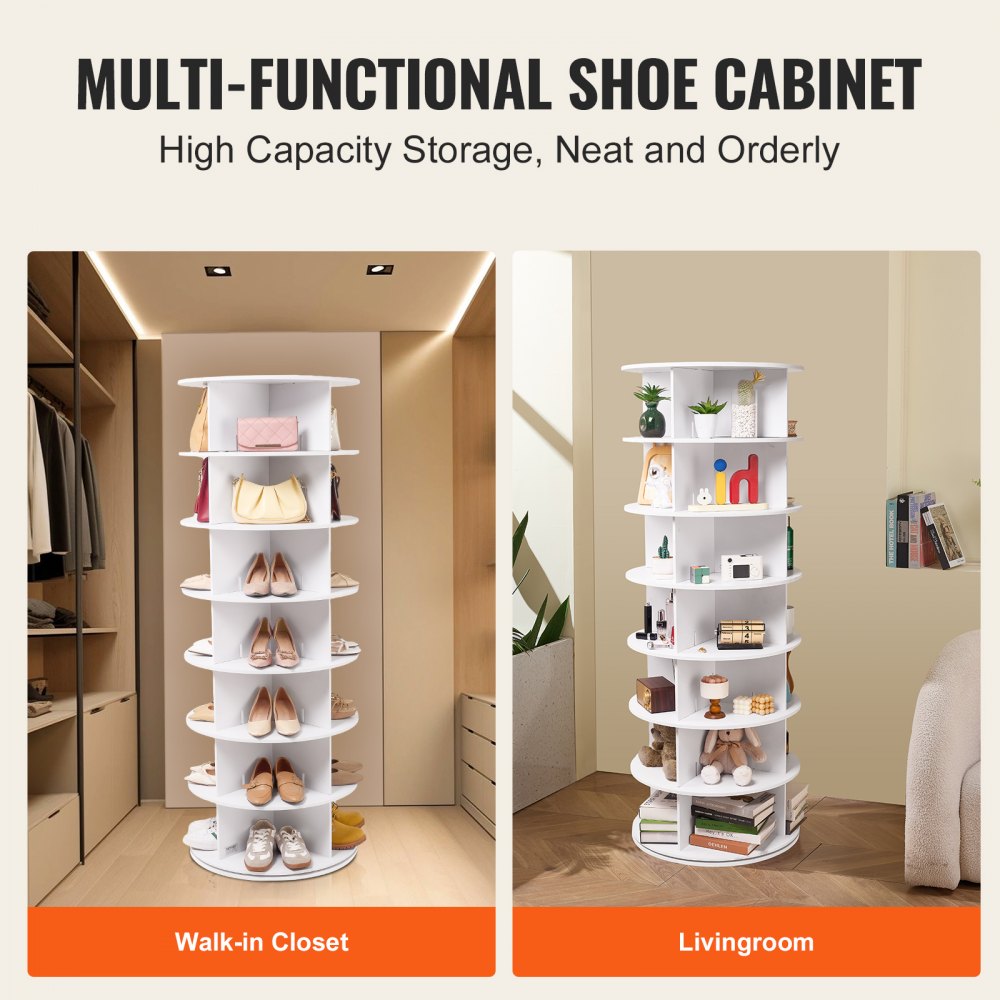 OY-XZXJ-01 - 7-Tier Rotating Shoe Rack, 8.3in Height & 360° Access