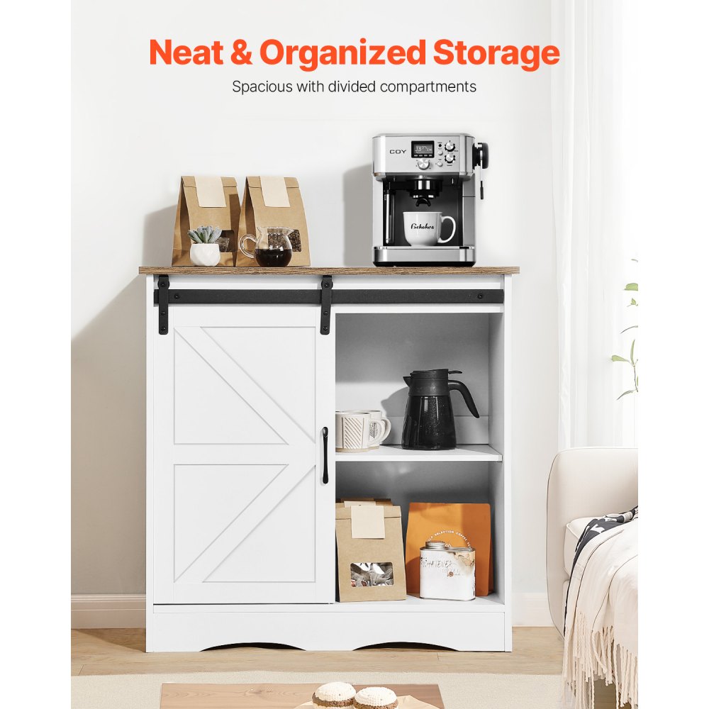 SR245331 - Vintage Multi-Tier Coffee Bar Cabinet with Adjustable Shelves