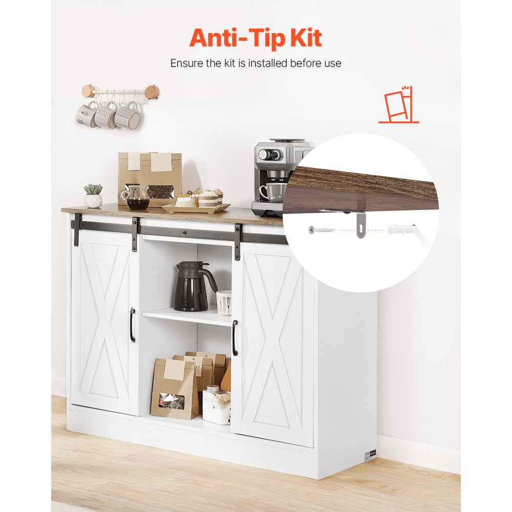 SR245358 - 3-Tier Country-Style Coffee Bar Cabinet with Sliding Barn Doors