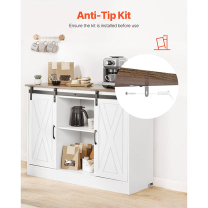 SR245358 - 3-Tier Country-Style Coffee Bar Cabinet with Sliding Barn Doors