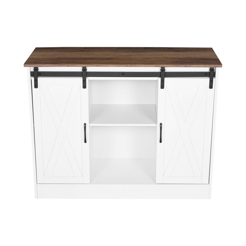 SR245358 - 3-Tier Country-Style Coffee Bar Cabinet with Sliding Barn Doors