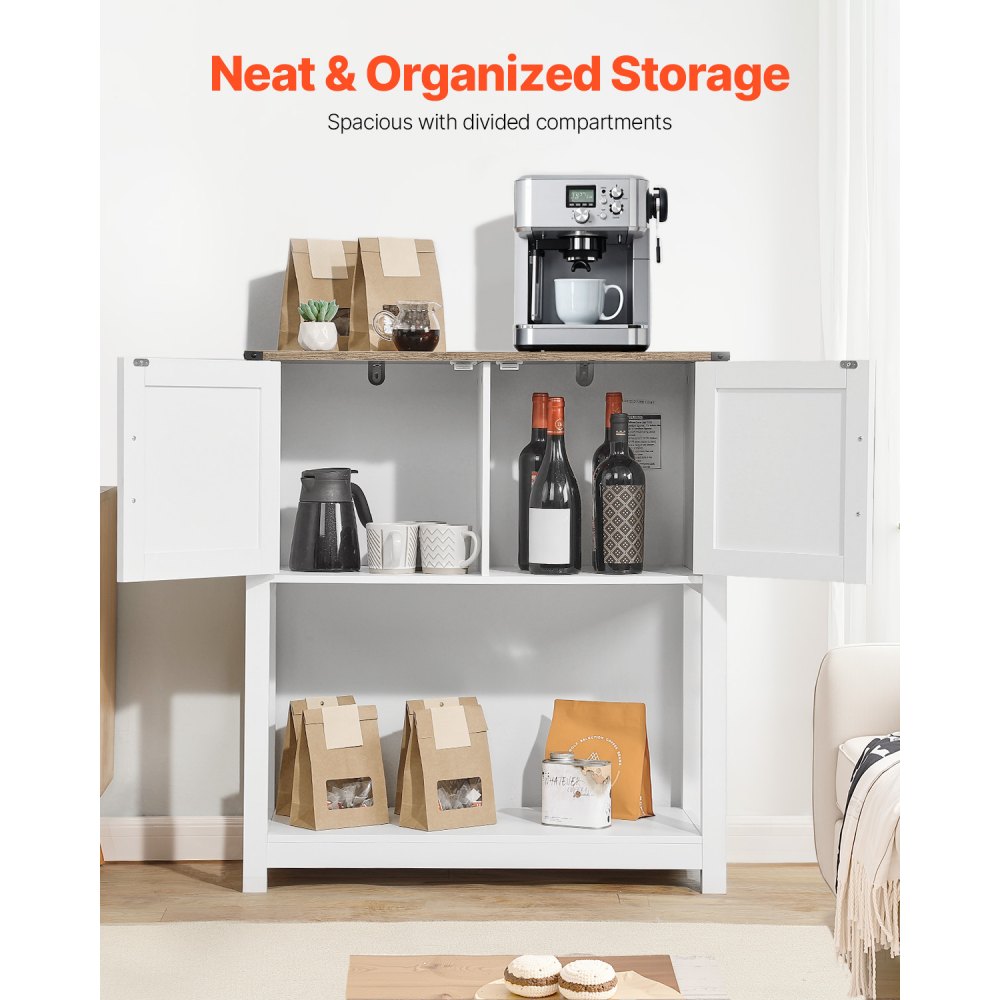 SR241143 - Rustic 31.5" Coffee Bar Cabinet with Open Shelves