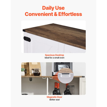 SR241143 - Rustic 31.5" Coffee Bar Cabinet with Open Shelves