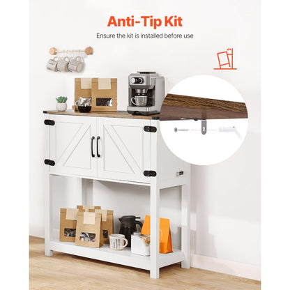 SR241143 - Rustic 31.5" Coffee Bar Cabinet with Open Shelves