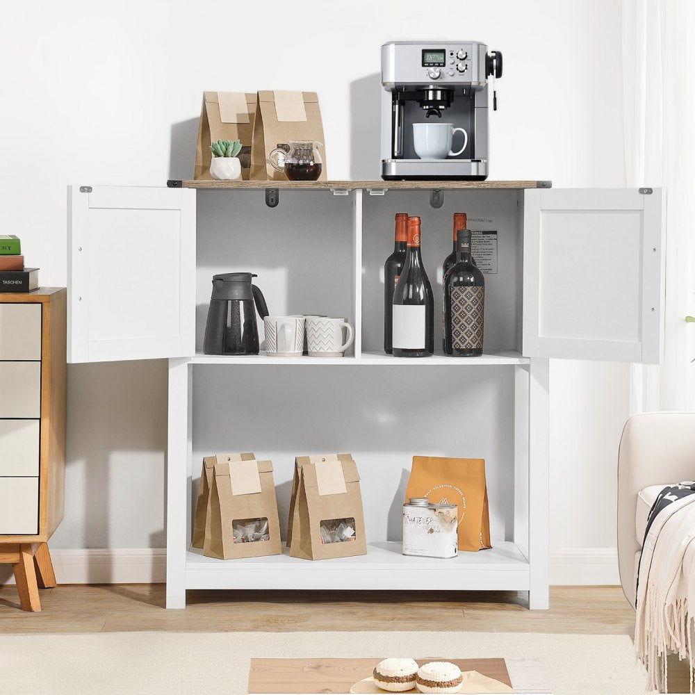 SR241143 - Rustic 31.5" Coffee Bar Cabinet with Open Shelves