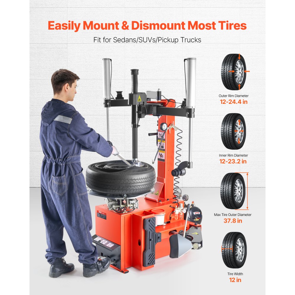 KC-503 - Heavy-Duty Tire Changer for Sedans & Trucks with Adjustable Assist Arm