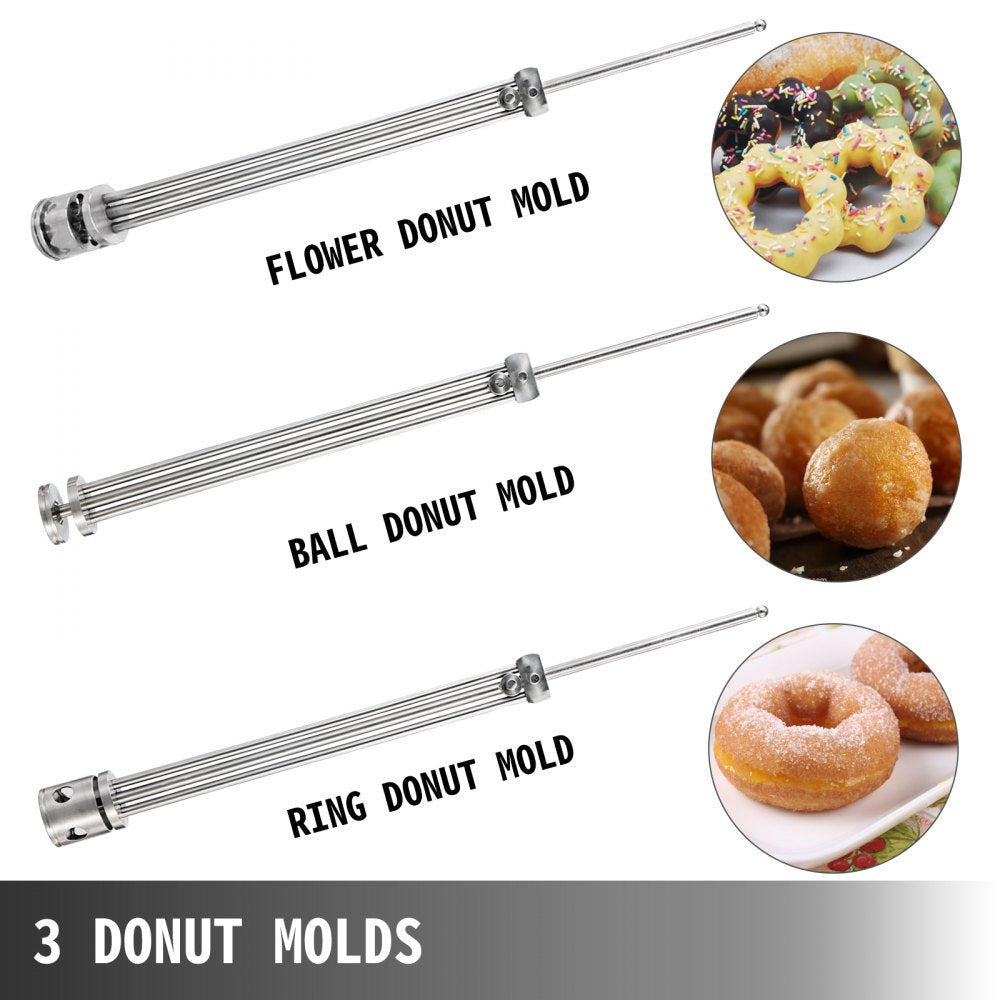 010967075841 - 9L Stainless Steel Mini Donut Fryer with 3 Molds