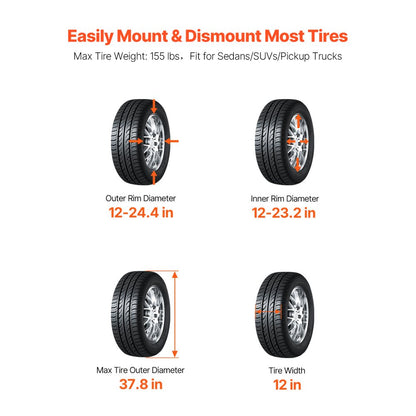 KC-502 - Powerful Tire Changer & Balancer Set for Sedans & Trucks