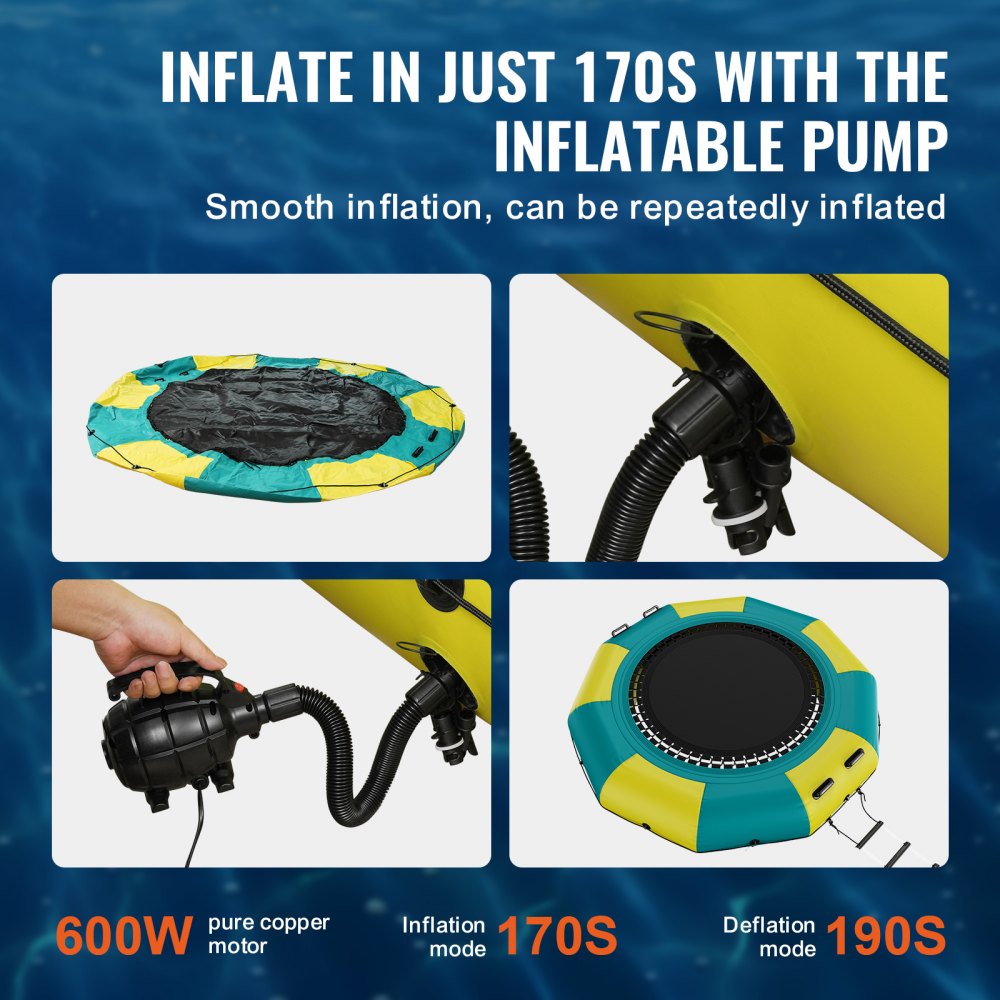 ZT10FTYG-US/EU - 10ft Inflatable Water Bouncer with Electric Air Pump