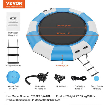ZT13FTBW-US/EU - 13ft Inflatable Water Bouncer for Endless Summer Fun