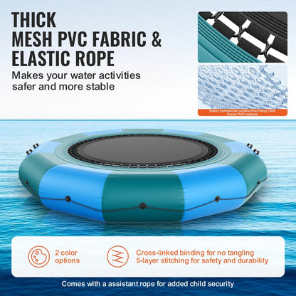 ZT12FTBG-US/EU - 12ft VEVOR Inflatable Water Bouncer for Lakes & Pools