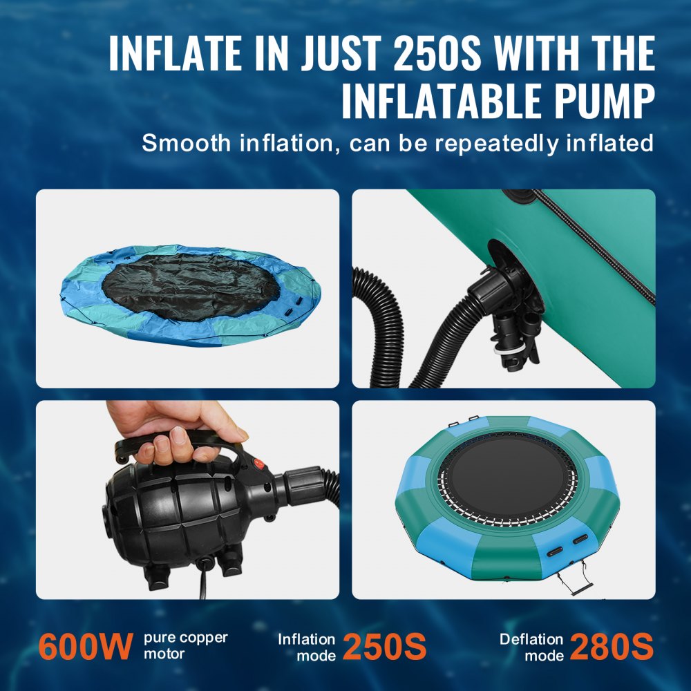 ZT12FTBG-US/EU - 12ft VEVOR Inflatable Water Bouncer for Lakes & Pools