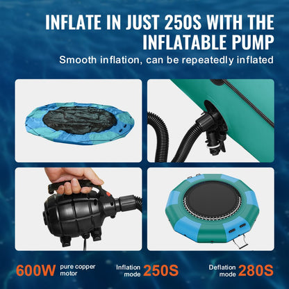 ZT12FTBG-US/EU - 12ft VEVOR Inflatable Water Bouncer for Lakes & Pools