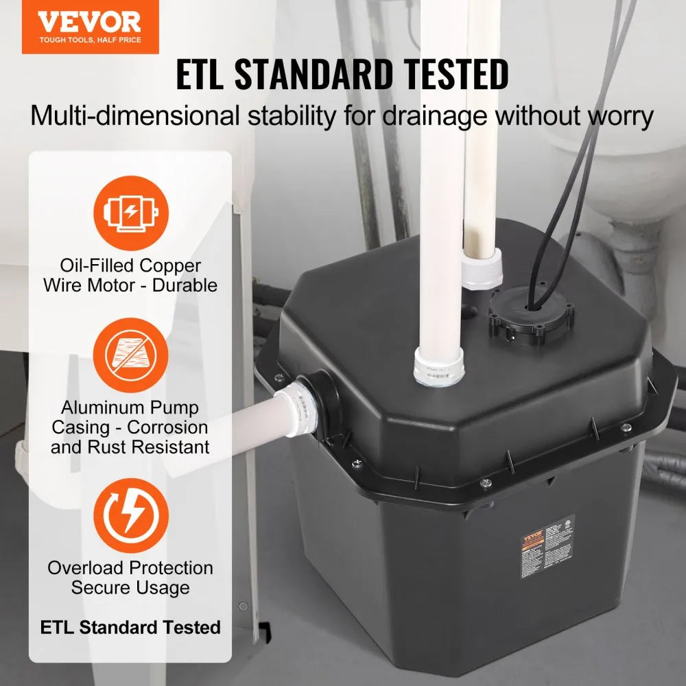 ZX30023 - Efficient Utility Sink Pump for Basements, 1/3 HP, 2900 GPH