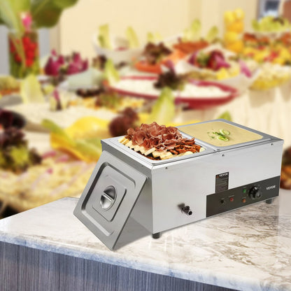 010416571022 - 2 x 12QT Stainless Steel Food Warmer with 1500W Heating