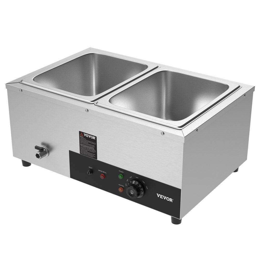 010416571022 - 2 x 12QT Stainless Steel Food Warmer with 1500W Heating