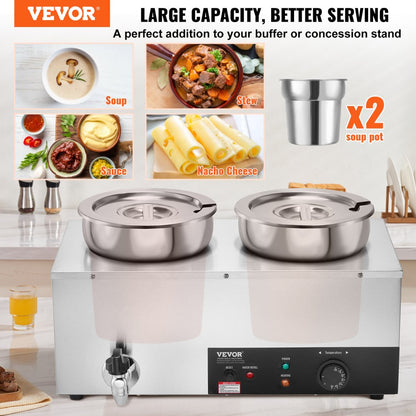 010139207580 - VEVOR Dual 7.4QT Stainless Steel Soup Warmer for Restaurants