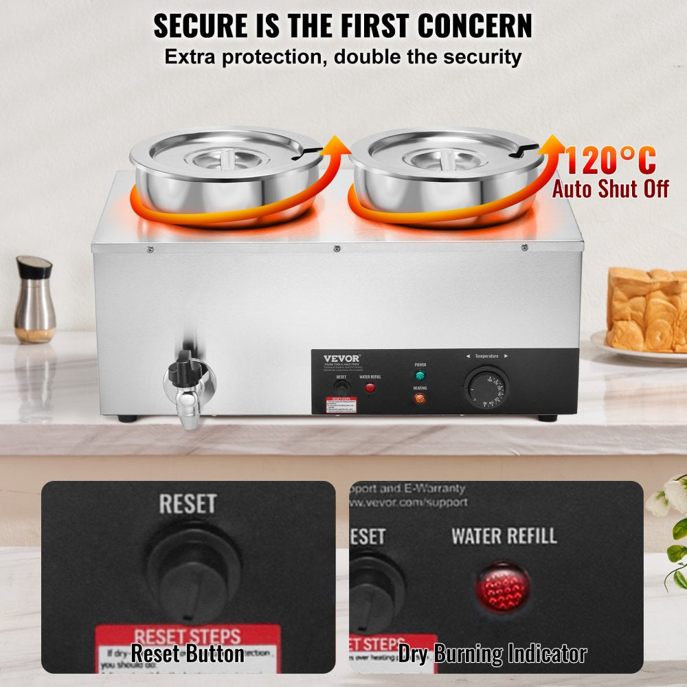 010139207580 - VEVOR Dual 7.4QT Stainless Steel Soup Warmer for Restaurants
