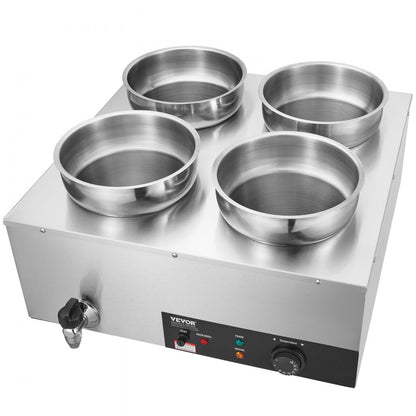 SC-TT4-7L - 29.6QT Stainless Steel Electric Soup Warmer, Four Pots, 1500W