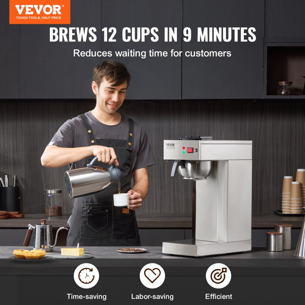 RV-386-B - 12-Cup Commercial Coffee Maker with Thermal Carafe, Quick Brew