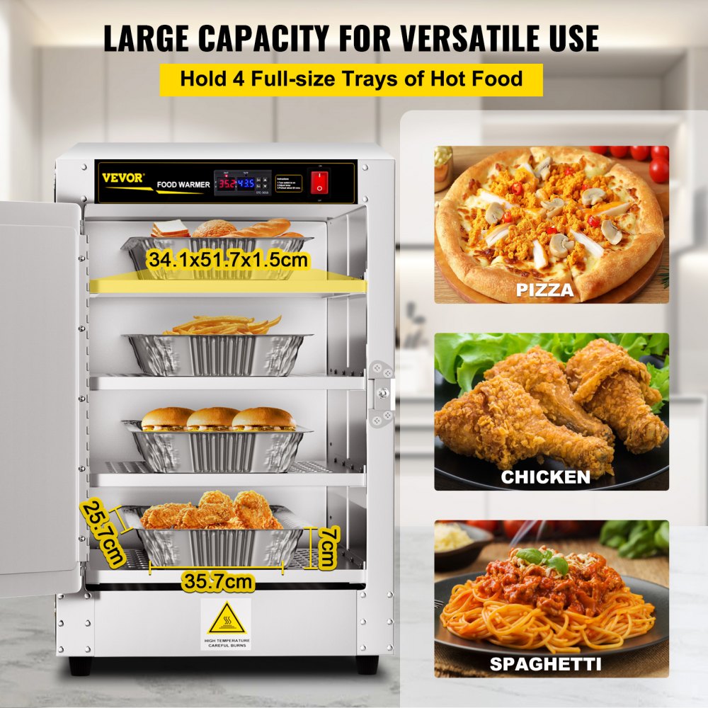 FWHB-162224 - Durable Aluminum Food Warmer with 4 Stainless Steel Trays