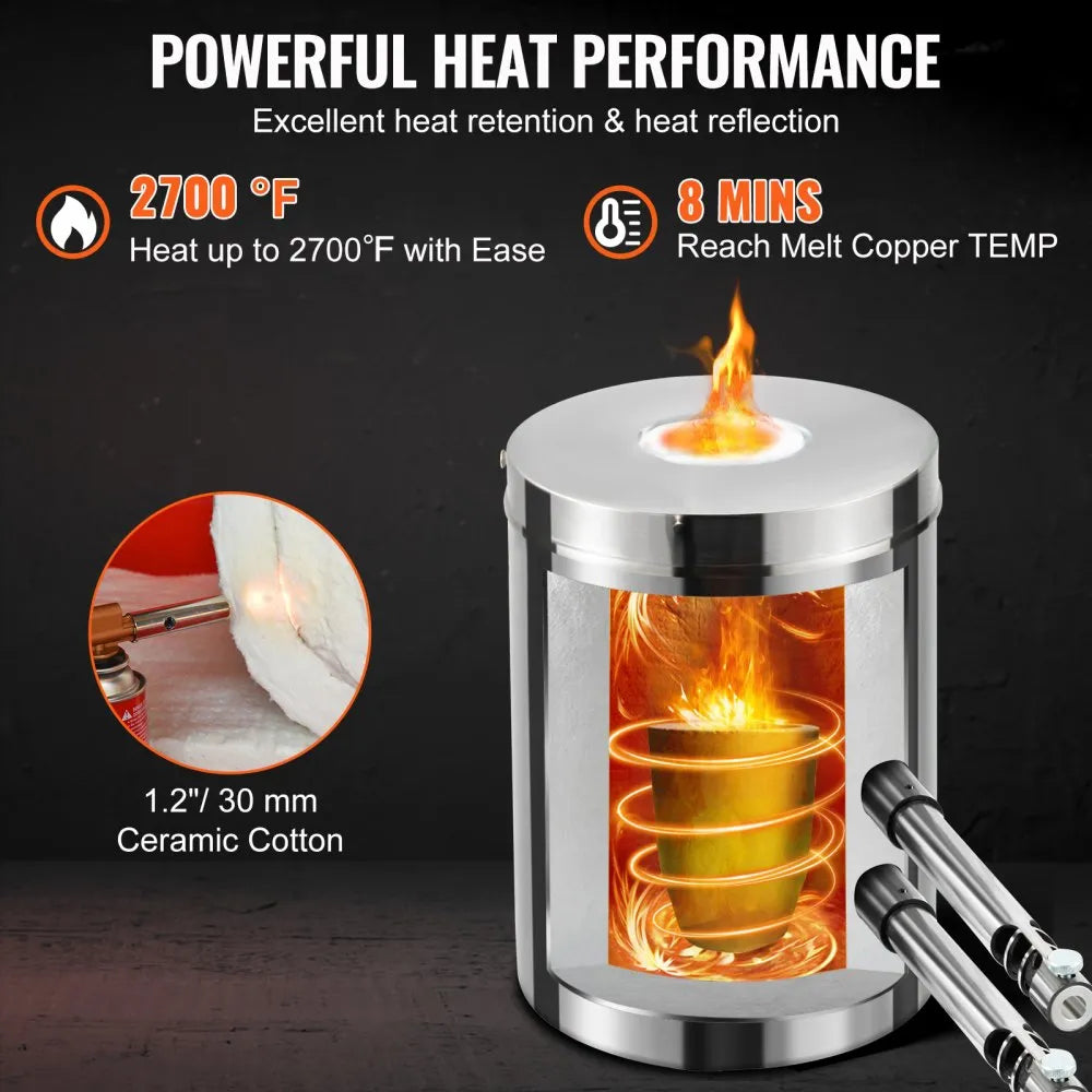JHRJS12KG02A - Portable 12KG Propane Melting Furnace with Double Burners